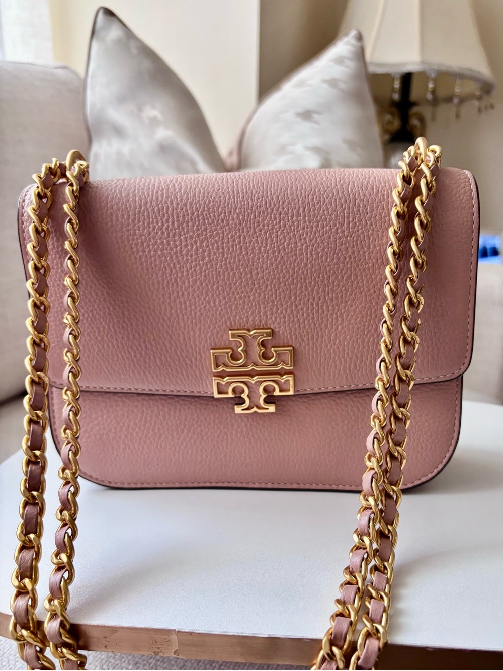 Tory Burch Blush Pink Leather Chain Shoulder Bag